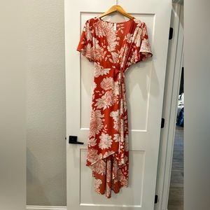 Floral maxi length wrap dress
